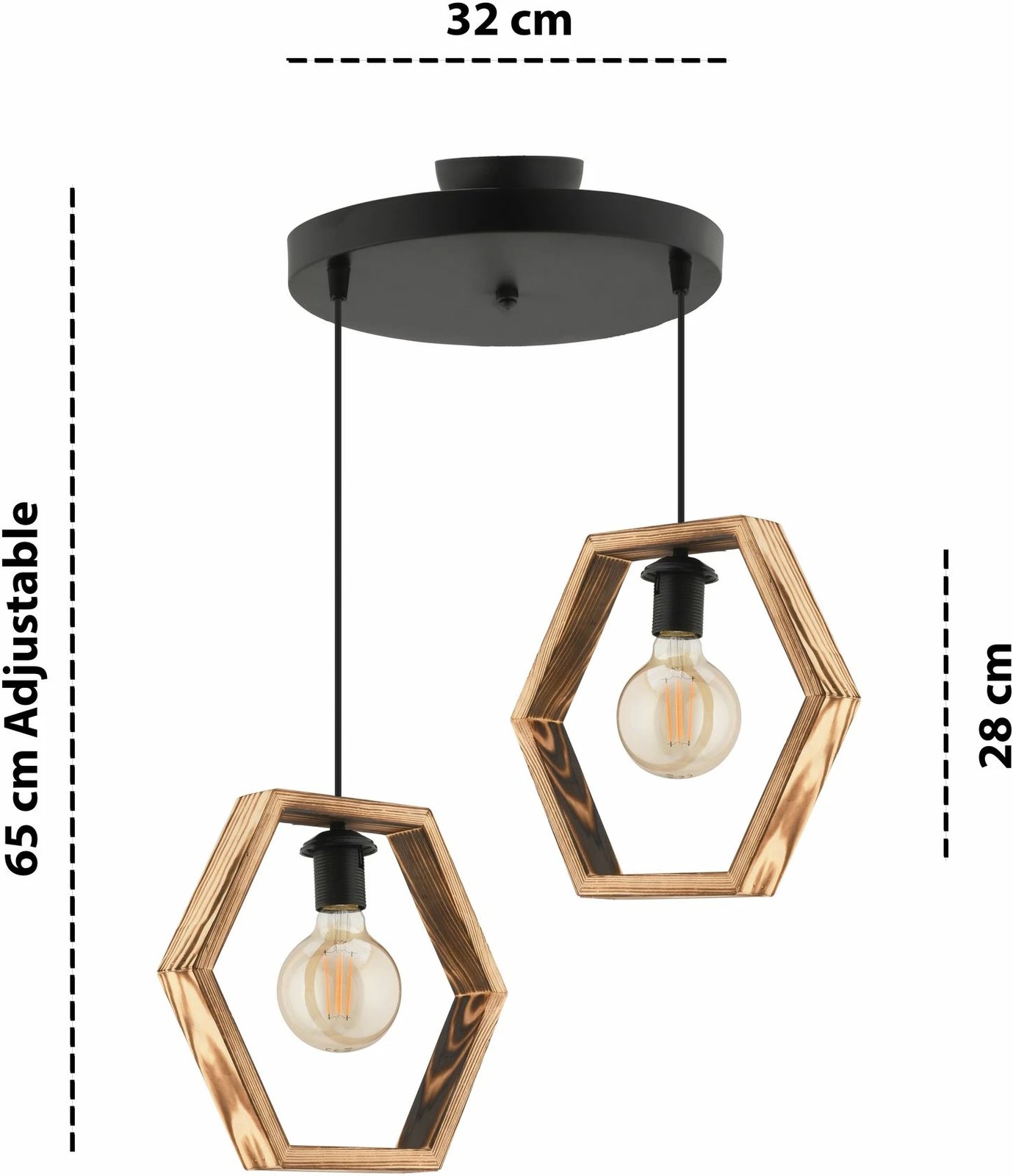 Llambë tavani Opviq, Hexagon Double B, natyrale dhe e zezë