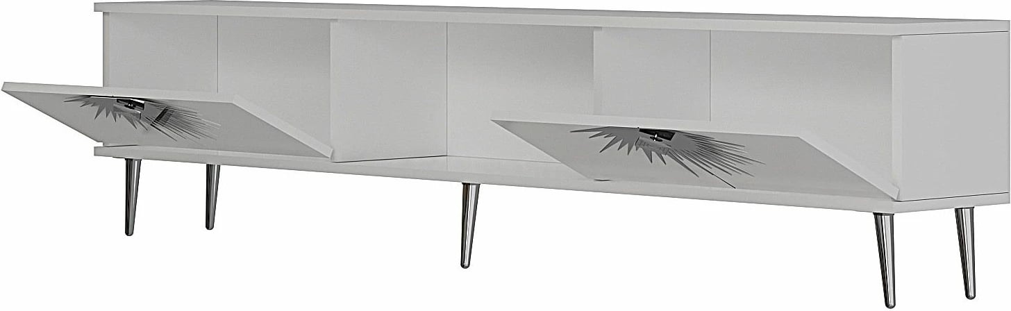 Komodë TV Skye Decor, e bardhë, argjend