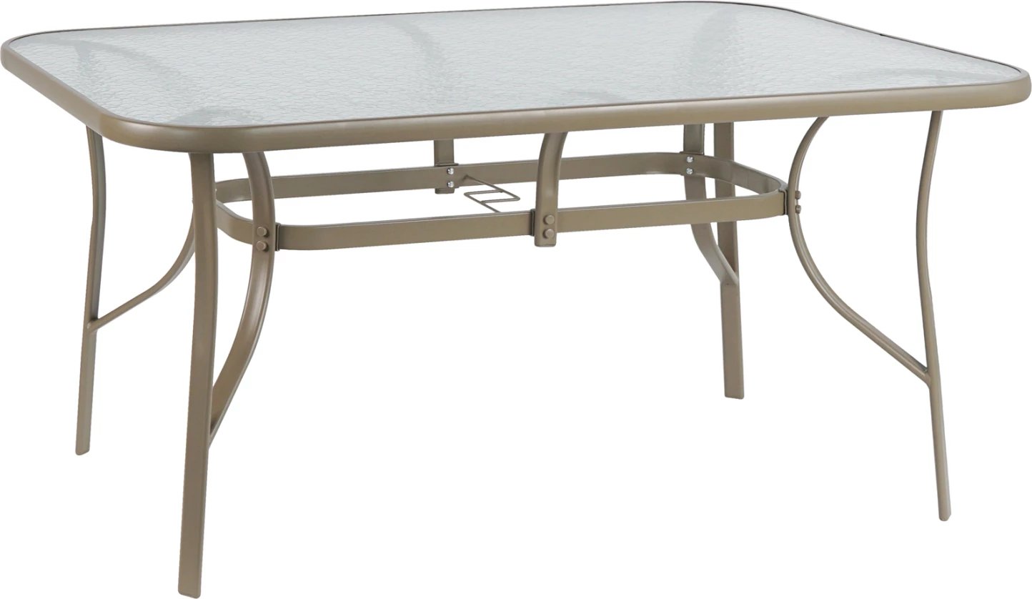 Tavolinë ngrënieje BRUNO, ngjyrë shampanjë, xham i temperuar, 150x90x72 cm