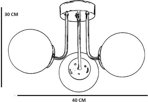 Llambë tavani Opviq Pablo, 3 drita, metal i artë dhe xham i bardhë