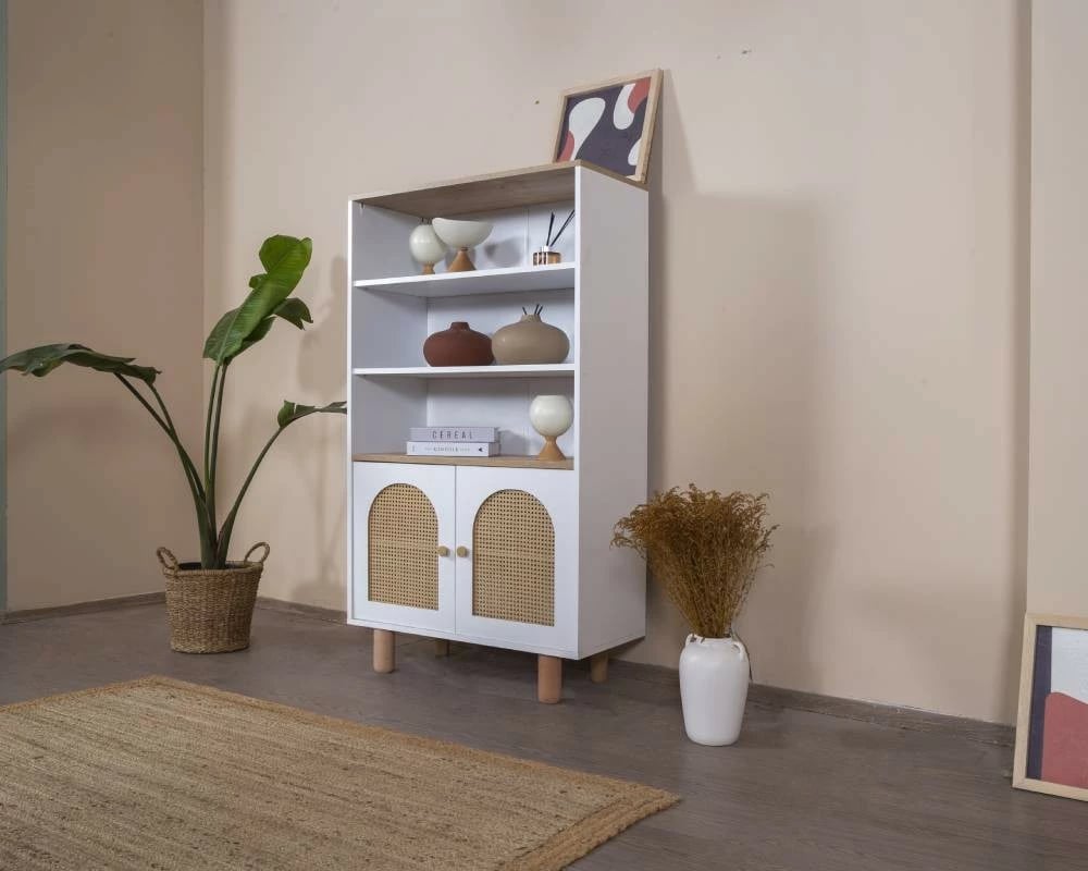 Raft librash Skye Decor, bohem, bardhë dhe lis