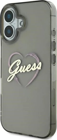 Mbështjellës Guess IML Heart për iPhone 16, Zi