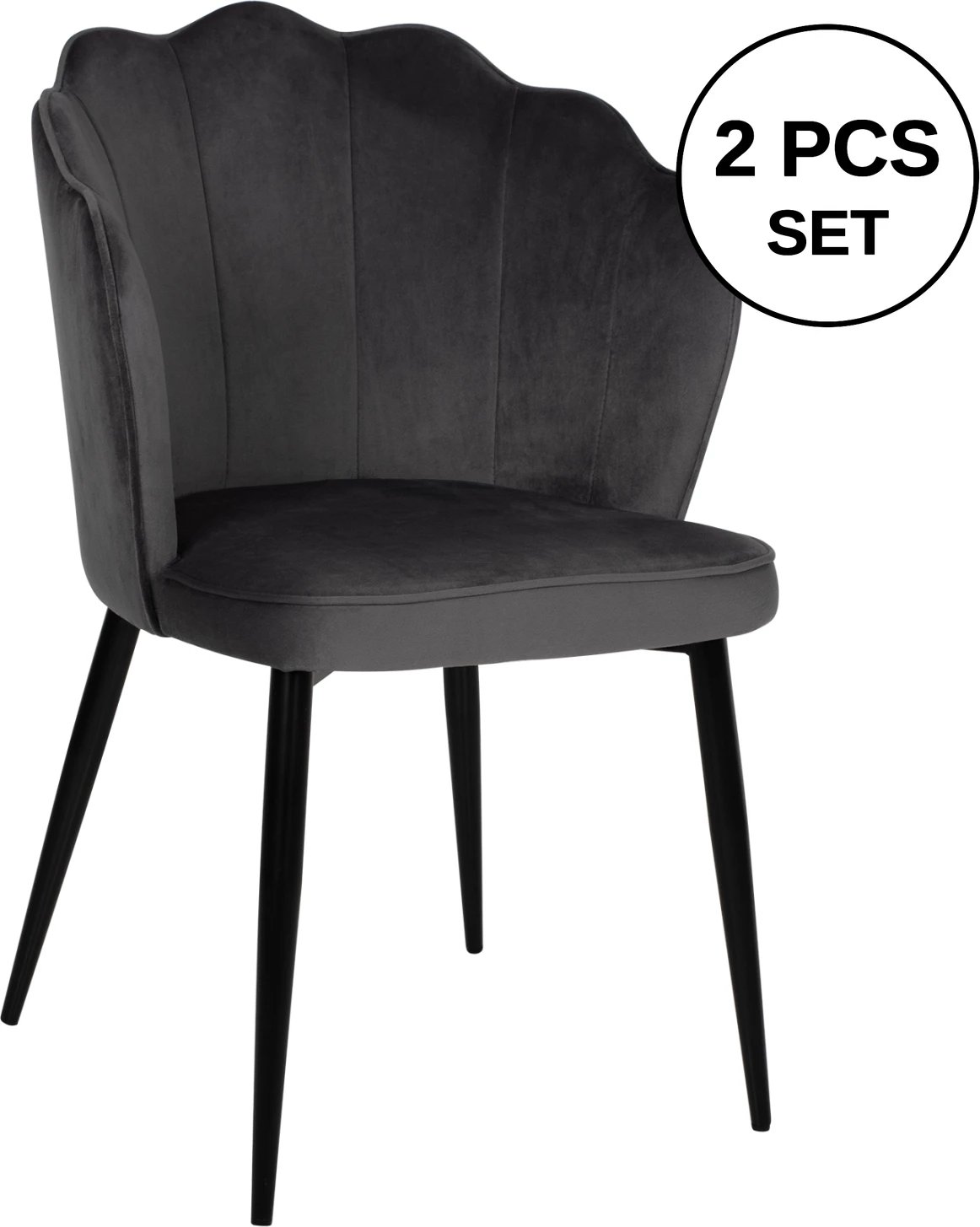 Karrige AVIE FH8737.01 kornizë metalike dhe kadife gri 48x48x85Hcm., set prej 2 copë