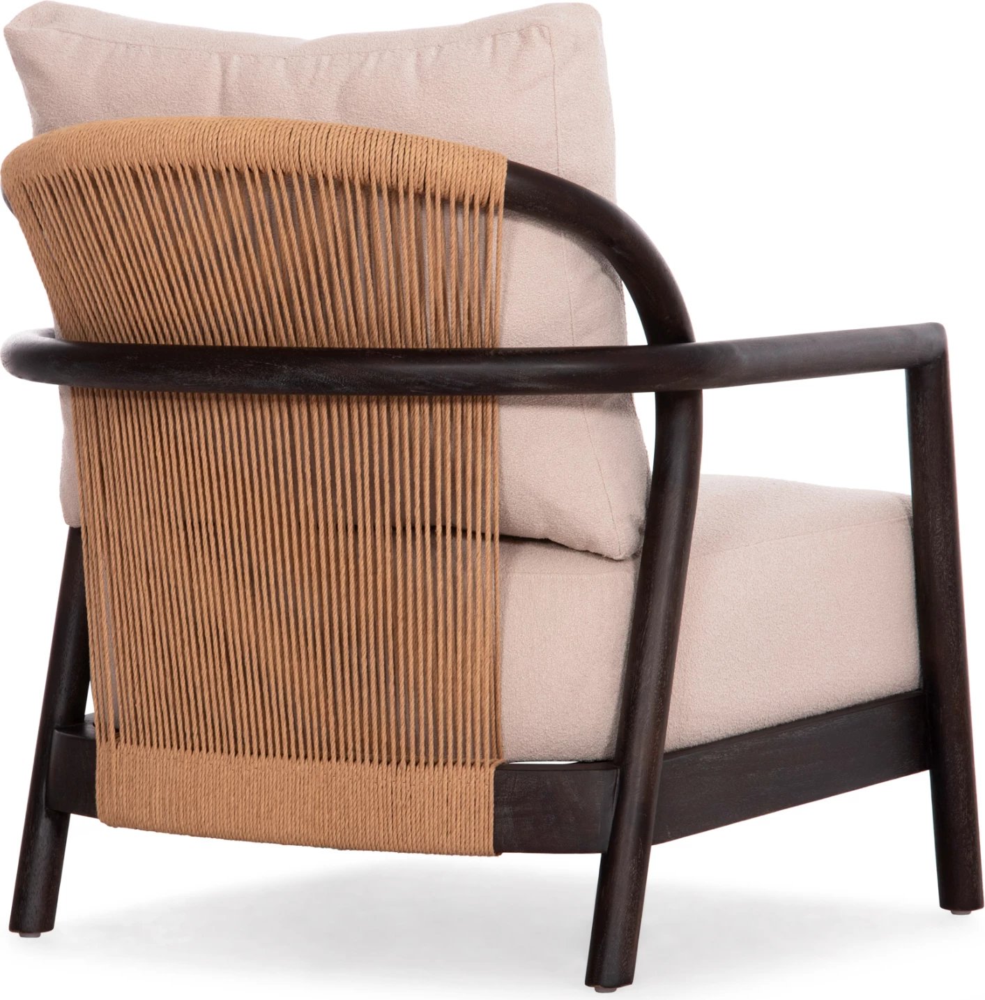 Fotel Pristine, dru mahogany i zi, litar bezhë, jastëk krem, 70x77x71.5cm