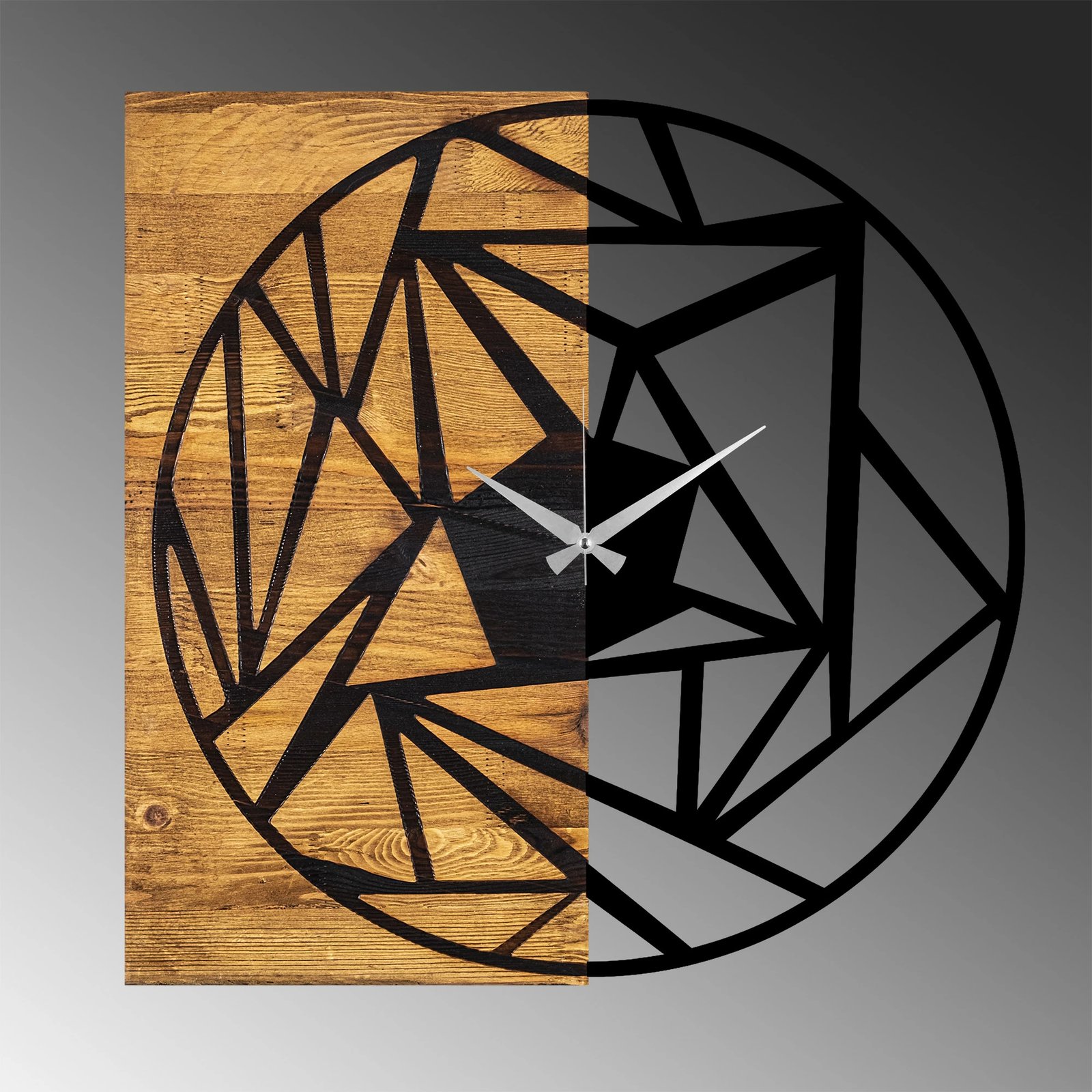 Orë muri dekorative prej druri Wallity, ngjyrë arre dhe e zezë, 60x3x58cm