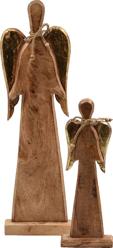 Dekor engjëll për Krishtlindje, krahë të arta, dru mango, alumin, 16x6x53cm Dekor engjëll për Krishtlindje, krahë të arta, dru mango, alumin, 16x6x53cm