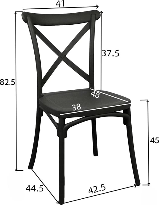 Karrige Crossie pp, ngjyrë e zezë, 38x46.5x82cm