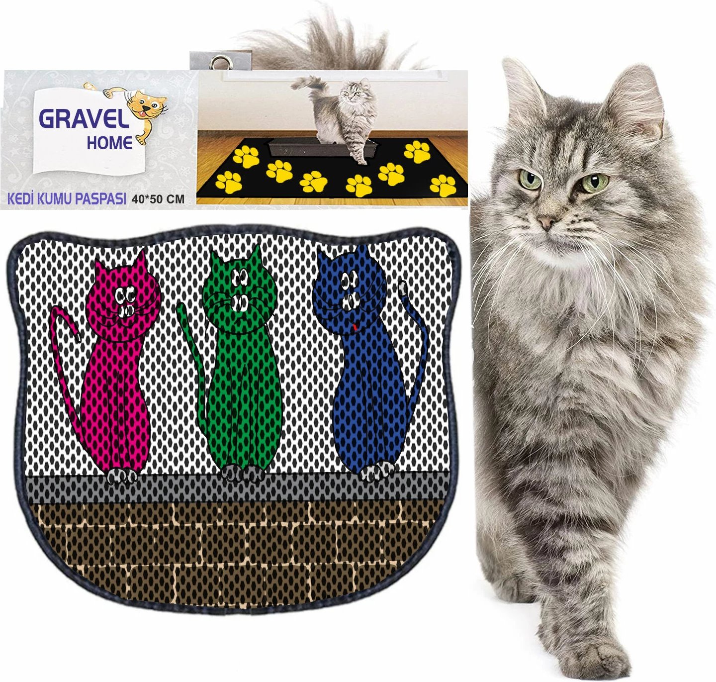 Tapet për rërë mace, shumëngjyrësh, Paws & Whiskers, Kdkafa0184, 40x50cm