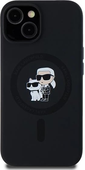 Mbështjellës Karl Lagerfeld Silicone Karl & Choupette MagSafe për iPhone 15/14/13, i zi