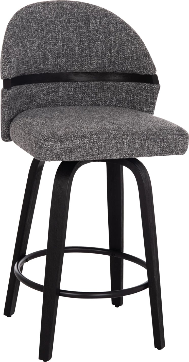 Karrige për bar rrotulluese DEKKER FH18250.03, dru i zi, material gri, 48x54x96cm, set prej 2 copë