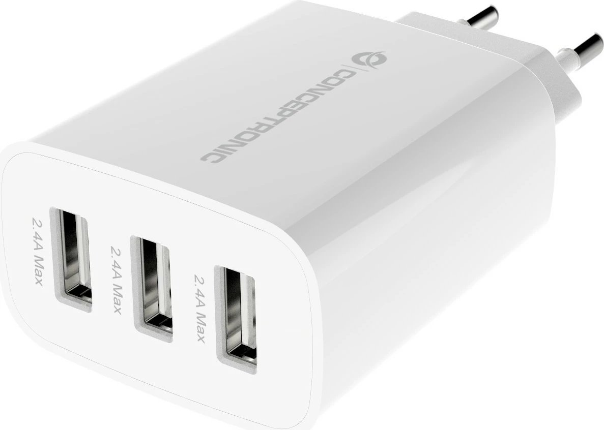 Karikues Conceptronic 3 porta USB-A 30W i bardhë