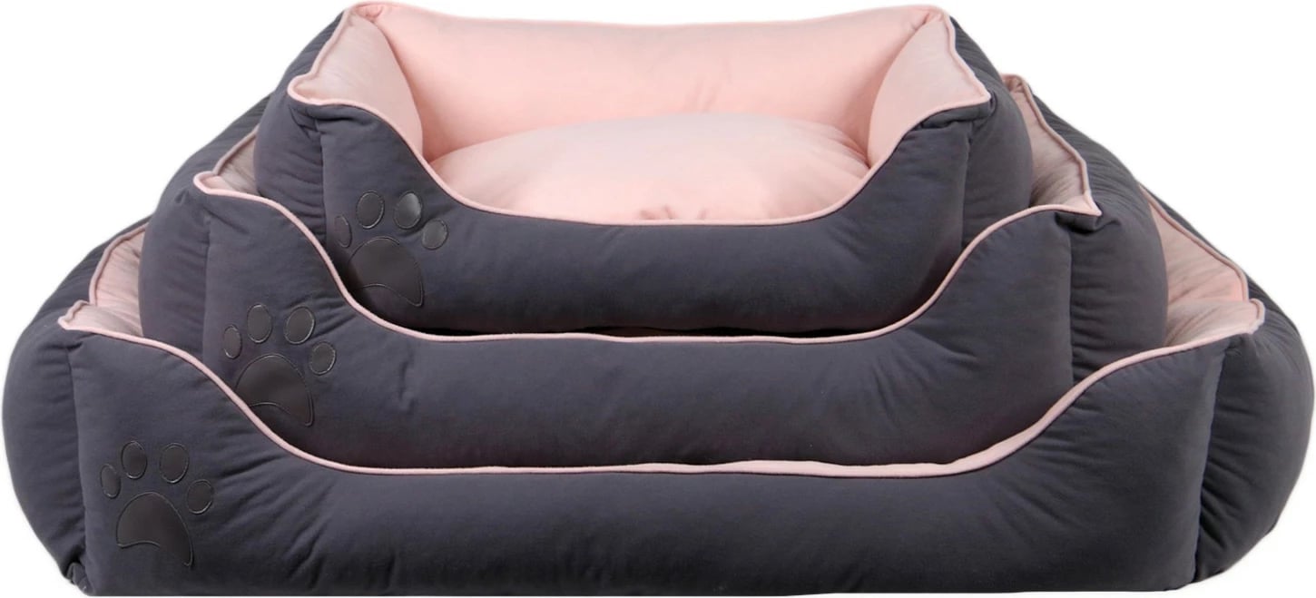 Shtrat për qen e mace Lucy, ngjyrë gri dhe rozë, madhësia L