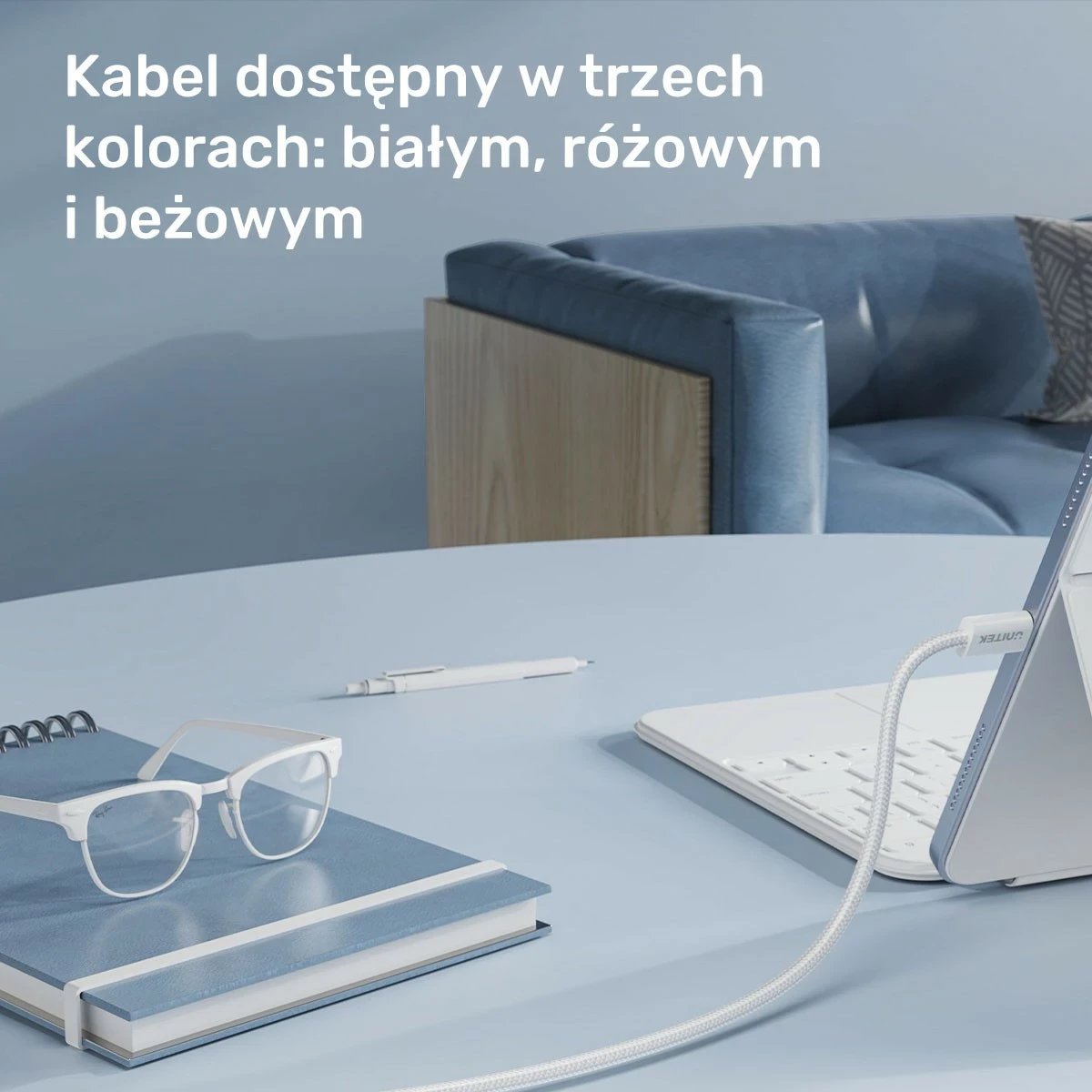 Kabëll Unitek USB-C PD 100W 1m, bezhë Kabëll Unitek USB-C PD 100W 1m, bezhë