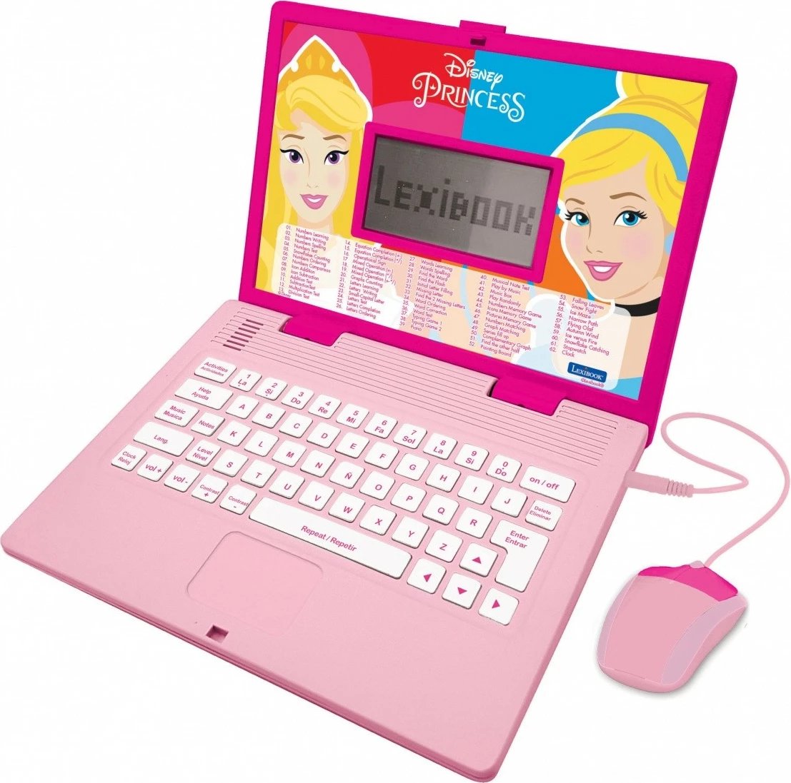 Laptop edukativ Lexibook Disney Princess, 186 aktivitete, për vajza, Rozë