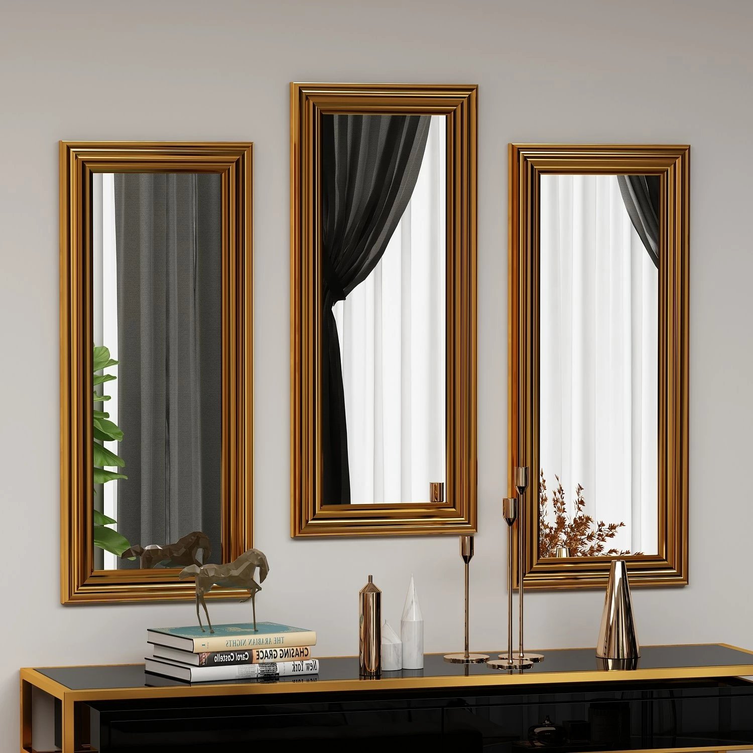 Set pasqyrash (3 copë), Skye Decor, Lavia, ngjyrë ari