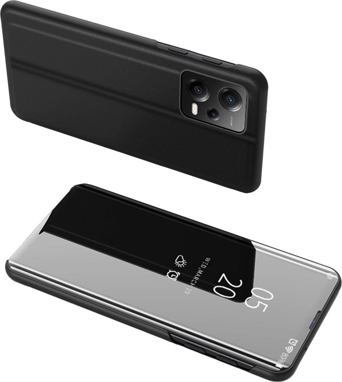 Mbështjellës Hurtel Clear View Case për Xiaomi Redmi Note 12 5G / Poco X5 5G, me kapak, i zi