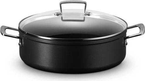 Tigan i thellë Le Creuset Toughened Non-Stick 28cm me kapak xhami, i zi