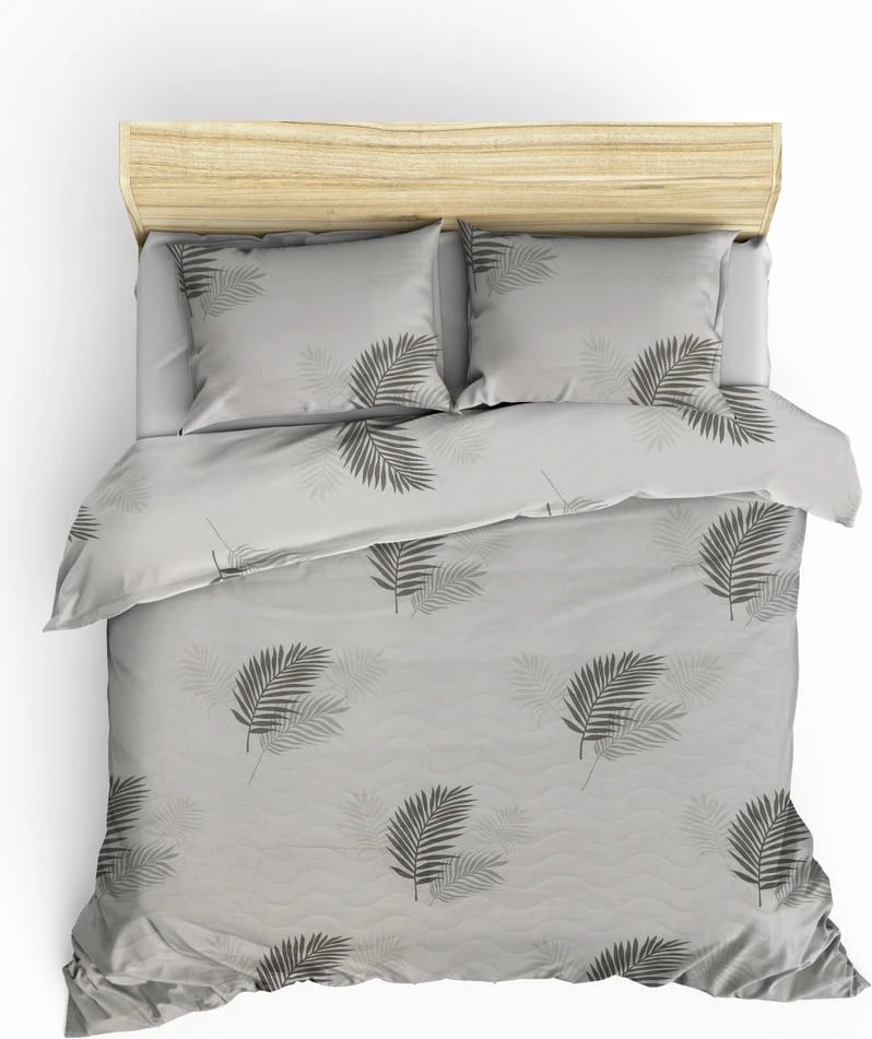 Set mbulesë krevati e qepur, king size, ngjyrë gri dhe e bardhë, Palma