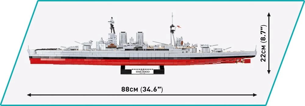 Set ndërtimi Cobi Klocki HMS Hood, 2613 pjesë, Historical Collection, model 1:300