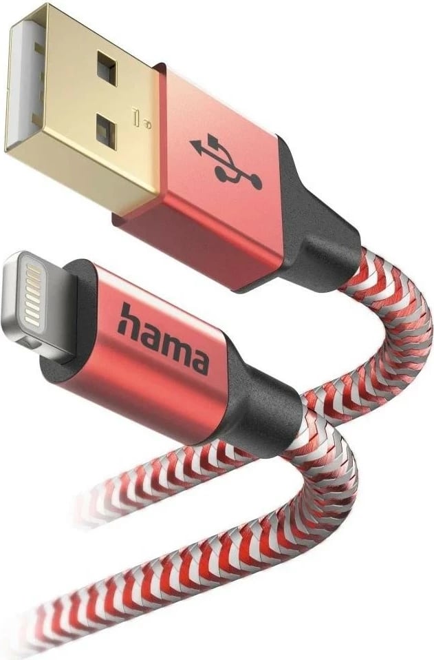 Kabëll Hama Reflected USB-A/Lightning 1.5m kuq Kabëll Hama Reflected USB-A/Lightning 1.5m kuq