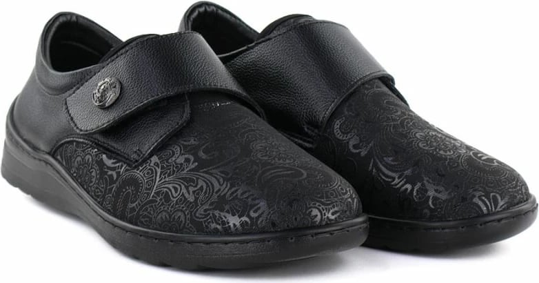 Këpucë lëkure me Velcro Unisoft 8435, të zeza