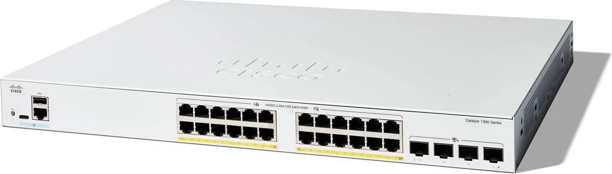 Switch Cisco Catalyst 1300-24FP-4X, 24 Port GE, PoE, 4x10GE SFP+