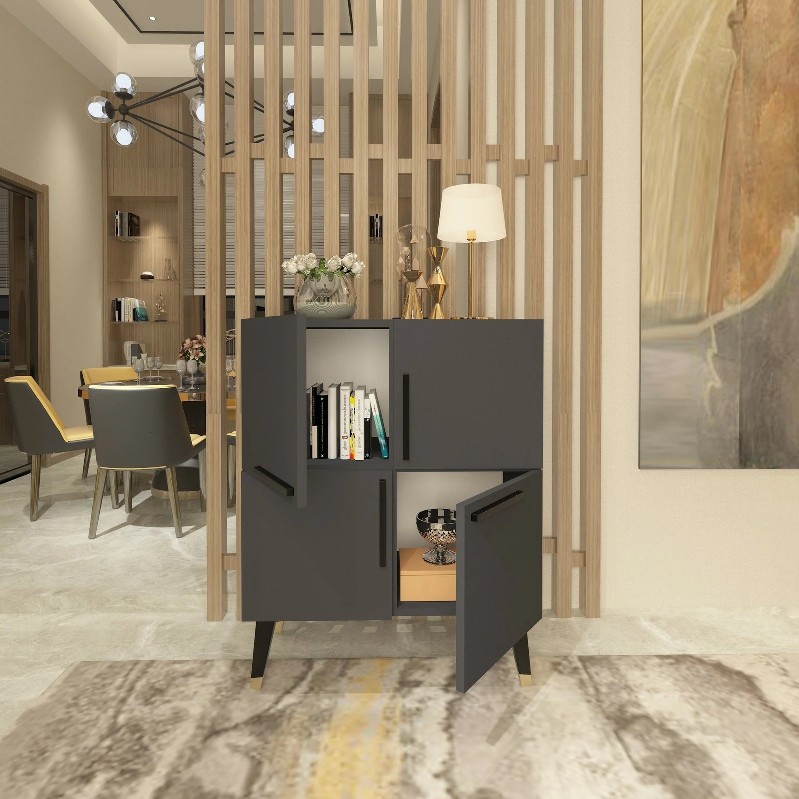 Konsol Skye Decor, ngjyrë antracit, Makro