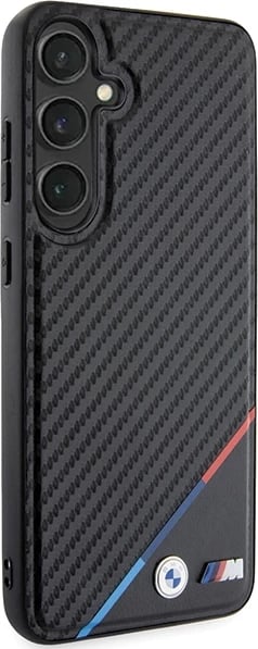 Mbështjellës BMW BMHMS24S23PUDTK Carbon Tricolor Line MagSafe për Samsung Galaxy S24, i zi