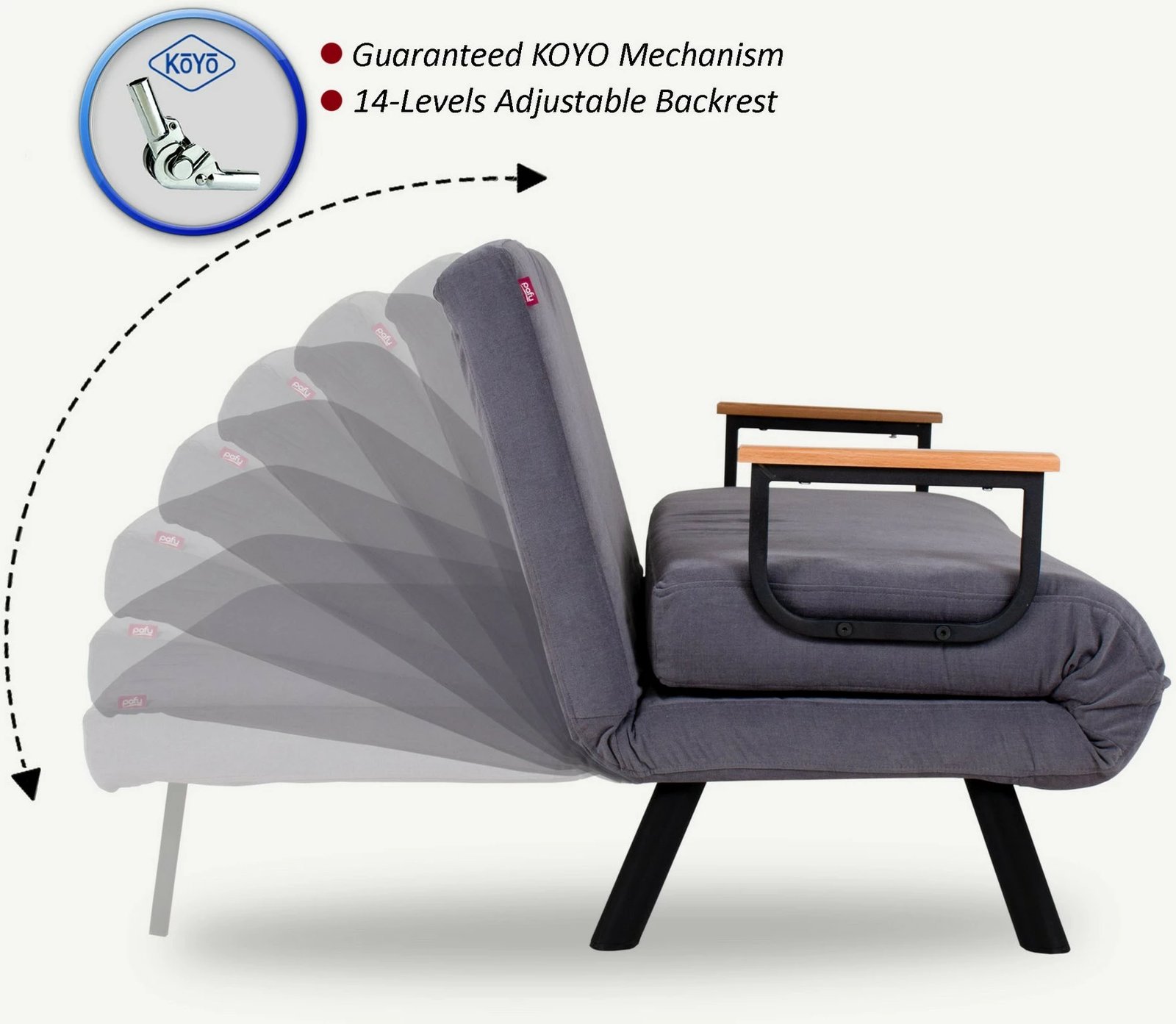 Divan-krevat dy ulëse, Sando, ngjyrë gri