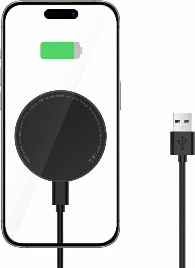 Karikues wireless Tech-Protect QI15W-A33 me MagSafe dhe stand, 15W, me kabllo USB-A/USB-C, zi
