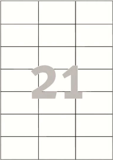 Etiketa vetëngjitëse, Avery Zweckform 3652, A4, 70 x 42.3 mm, 100 fletë / 2100 etiketa, e bardhë