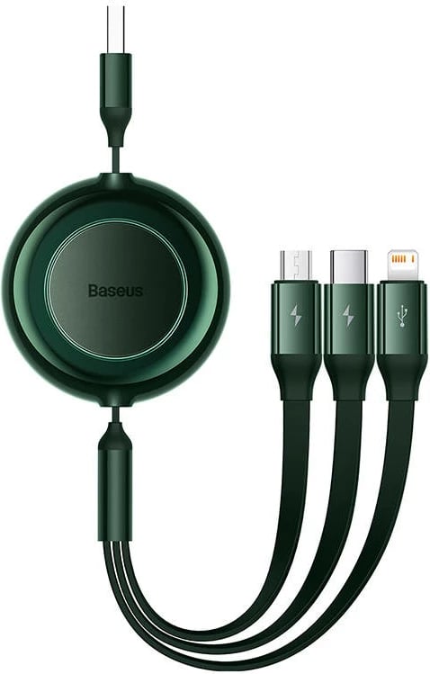 Kabllo 3-në-1 Baseus Bright Mirror 2, 1.1m, USB në Micro USB/USB-C/Lightning, e gjelbër Kabllo 3-në-1 Baseus Bright Mirror 2, 1.1m, USB në Micro USB/USB-C/Lightning, e gjelbër