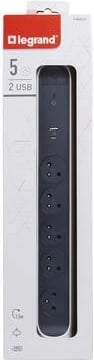 Zgjatues Legrand 049421, 5x2P+E, 1.5m, me USB A/C, Bardhë-Zi