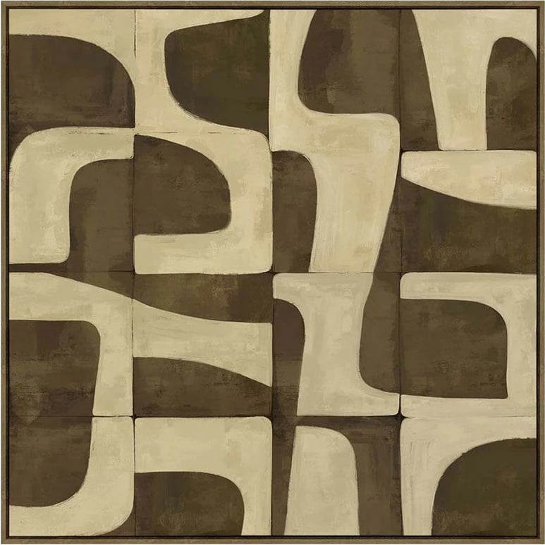 Pikturë dekorative boho balance, kornizë, 80x80x4cm, kafe-bezhë