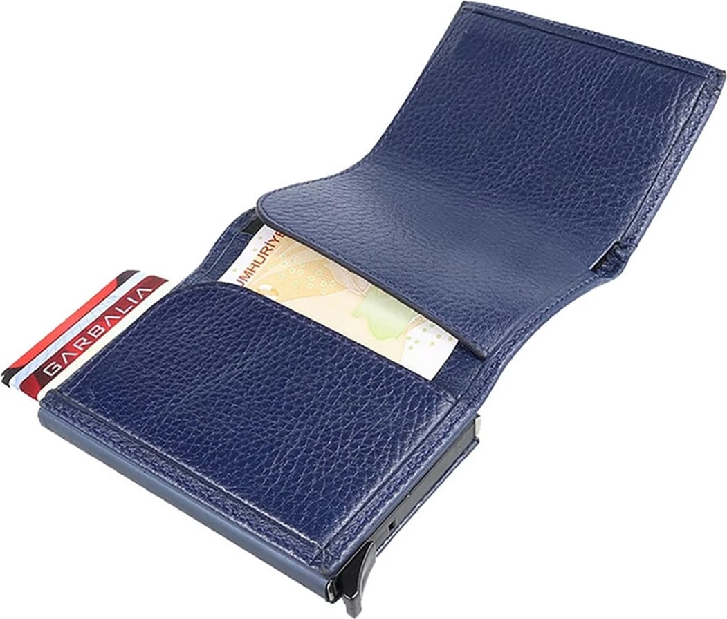 Portofol për burra, lëkurë natyrale, ngjyrë kaltër e errët, Zoozie Bags, Sparta