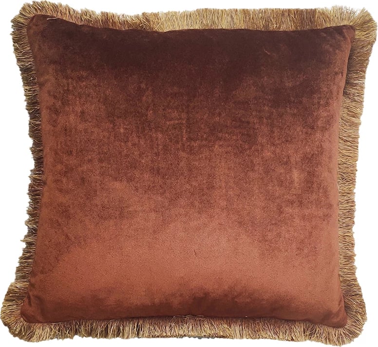 Jastëk dekorativ Tres, kadife, ngjyrë terrakote, 45x45cm