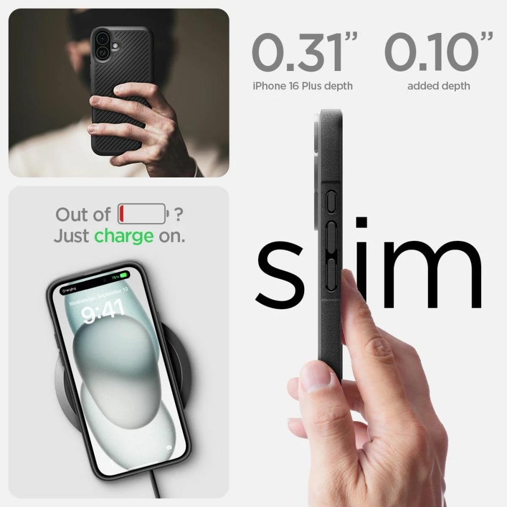 Mbështjellës Spigen Core Armor për iPhone 16, Matte Black