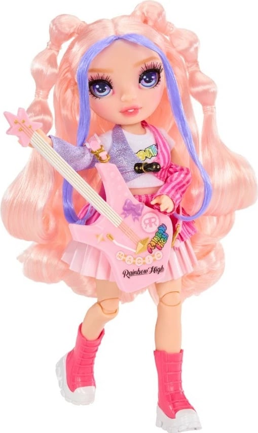 Kukull Rainbow High Jr High Bella me kitarë, 23 cm, rozë