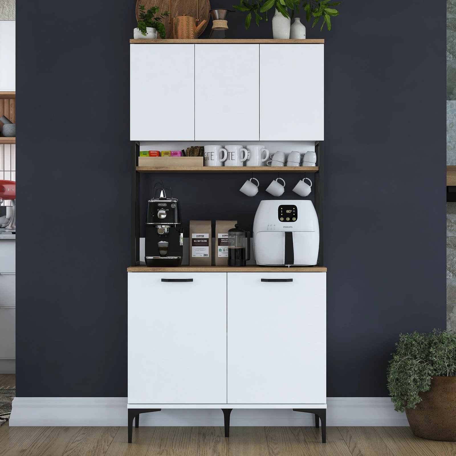 Dollap multifunksional, ngjyrë arre dhe e bardhë, Skye Decor, JE193 - 3799