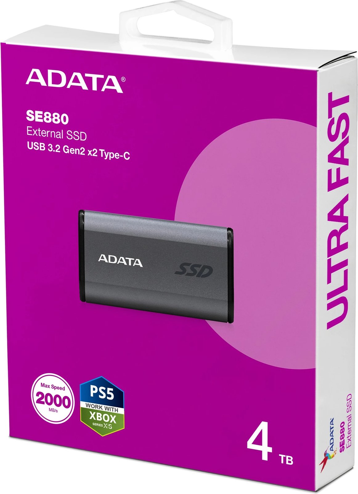 SSD portabël ADATA SE880 4TB, USB 3.2, gri