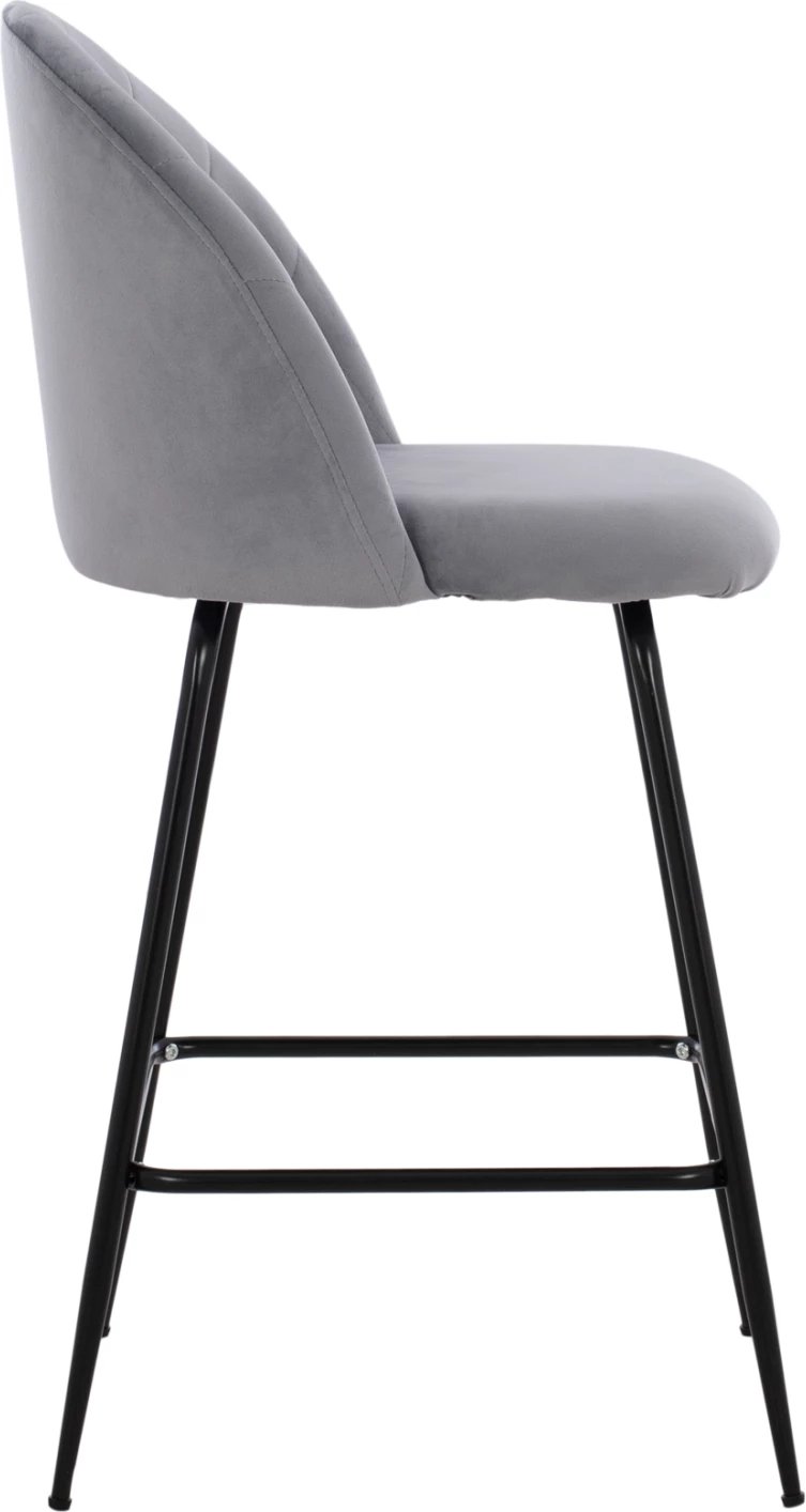 Karrige për bar, lartësi mesatare, FH8732.11, këmbë metalike, kadife gri, 50x56x98 cm., set prej 2 copë