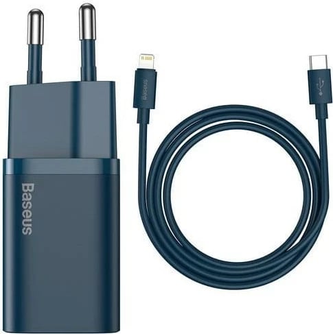 Karikues Baseus Super Si Power me kabllo USB-C në Lightning, 20W, Blu