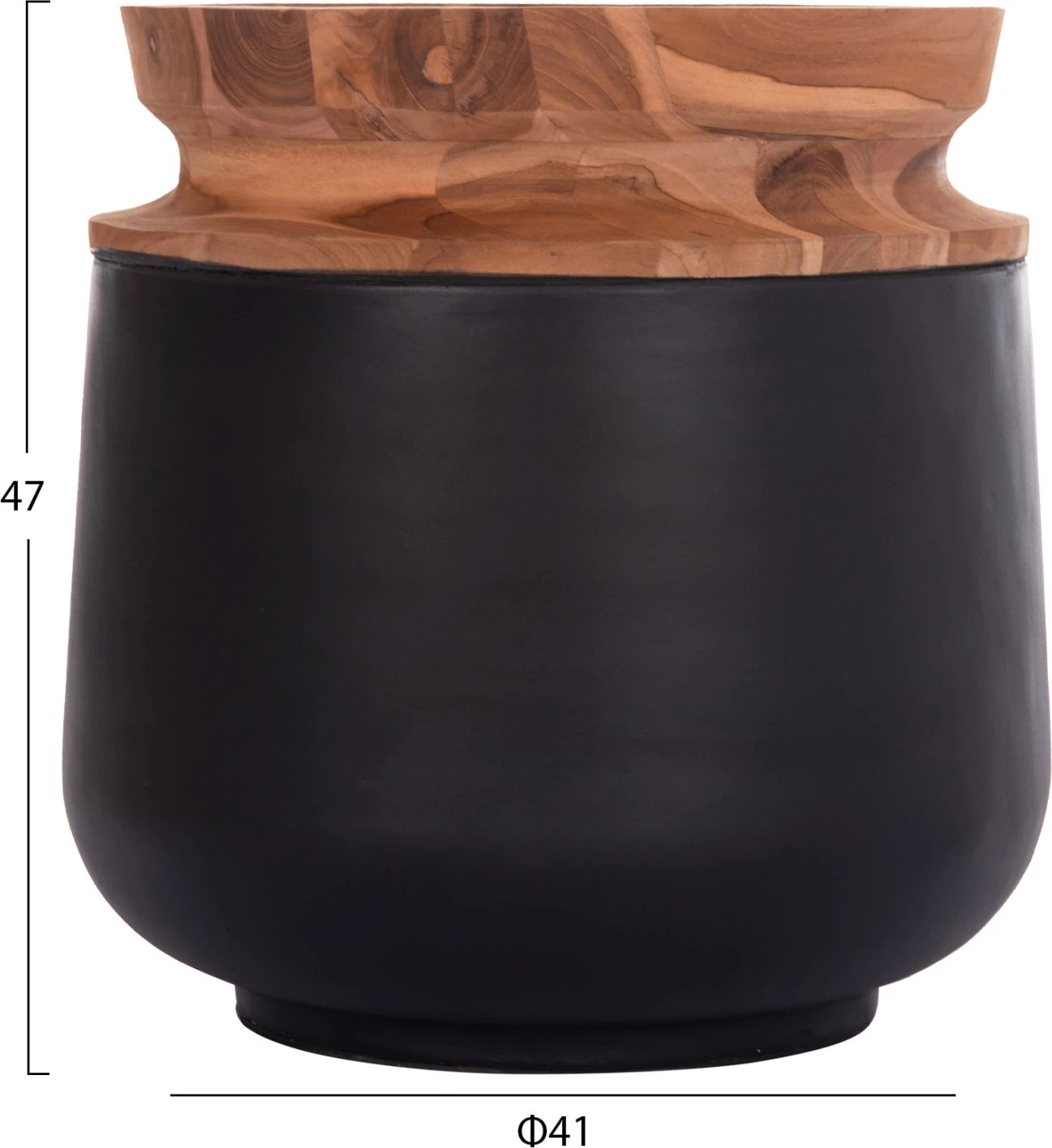 Vazo dekorative për dysheme LINTER, fibër-cement, ngjyrë e zezë, dru tik, FH4662.01L, 41x47cm