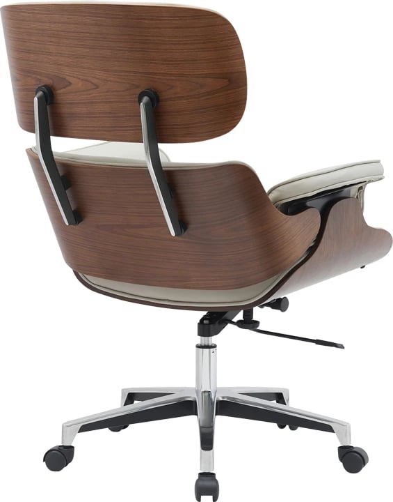 Karrige menaxheri për zyre Kobane, ngjyrë bezhë, bazë kromi, 84x75x113.5cm