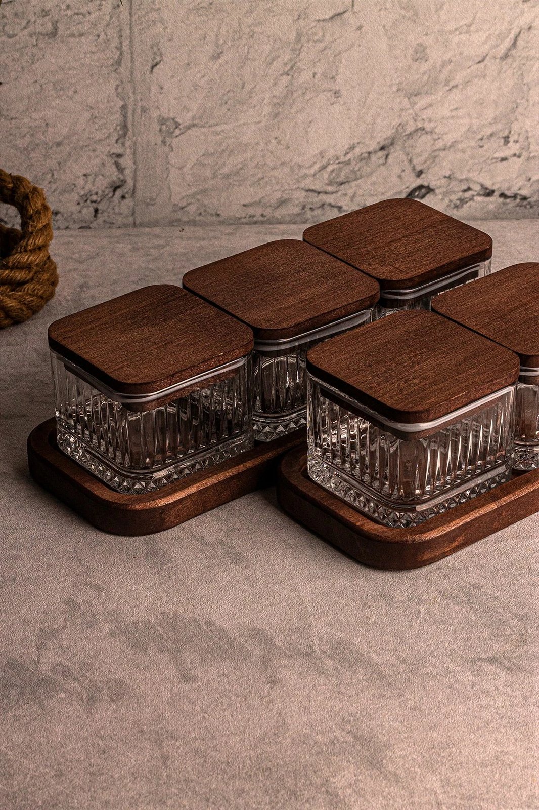 Set pjatash qelqi (14 copë), Hermia Concept, Blle Kare 8 Set pjatash qelqi (14 copë), Hermia Concept, Blle Kare 8