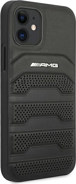Mbështjellës Mercedes AMG Debossed Lines për iPhone 12 mini, Hardcase, Lëkurë, i zi