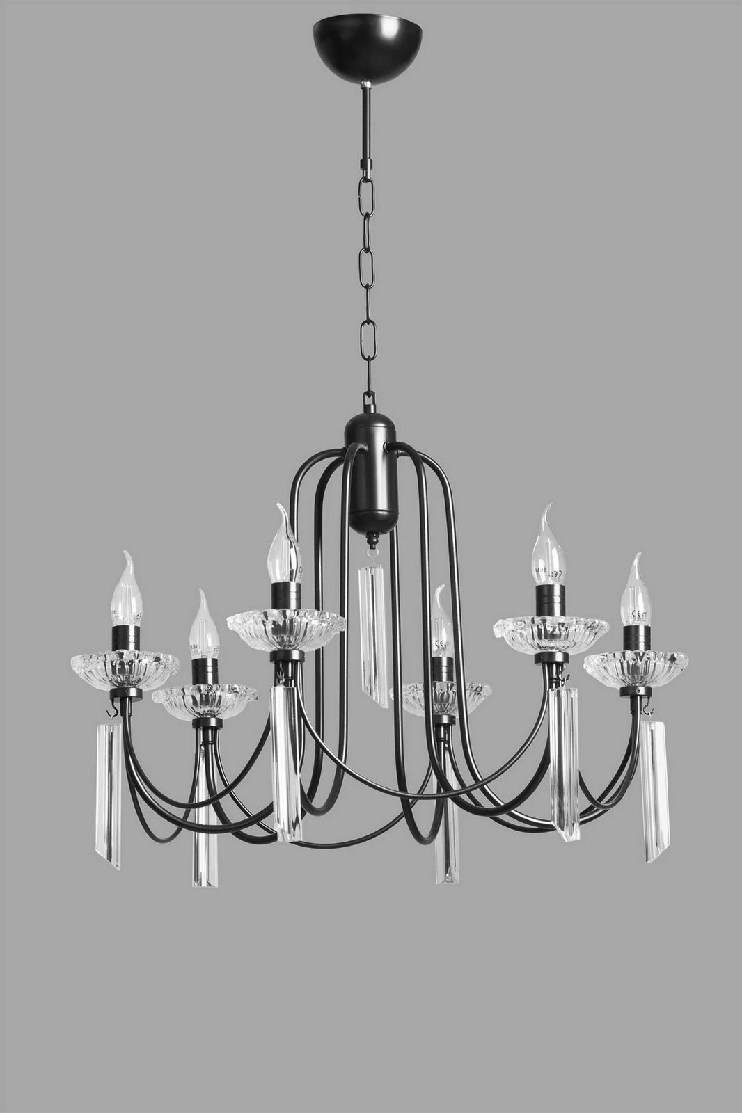 Avizë tavanore Opviq Kontes, 6 llampa, ngjyrë e zezë rustike