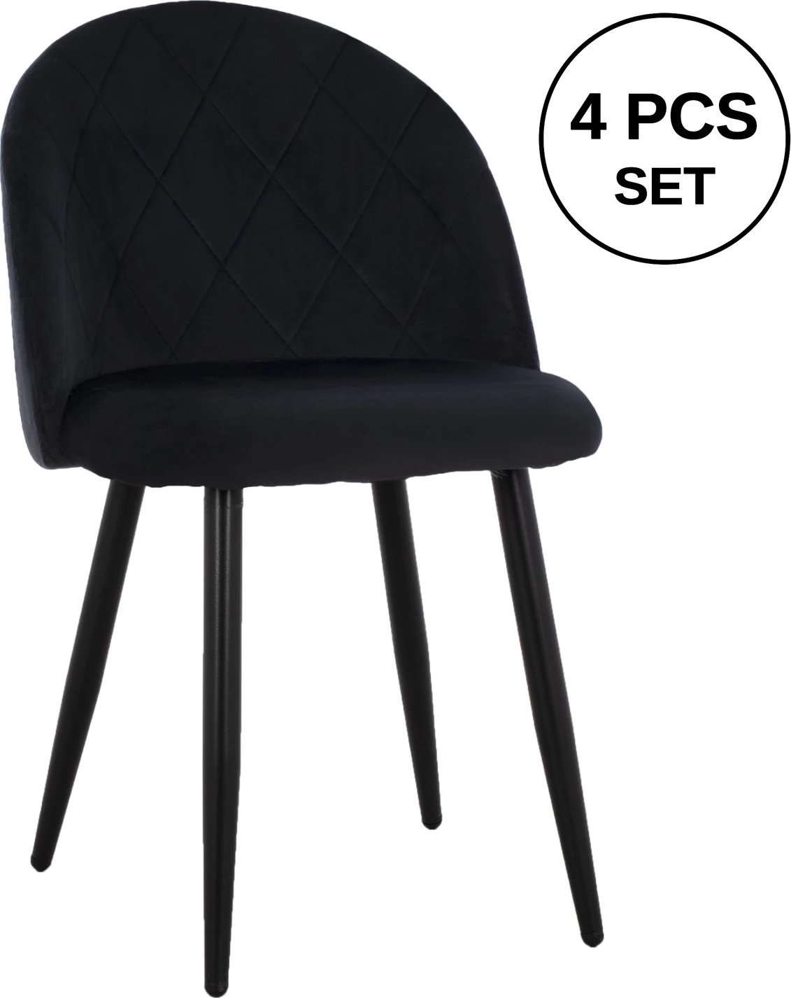 Karrige ODED me këmbë metalike të zeza & kadife të zezë FH8731.14 45x52x77 cm, set prej 4 copë