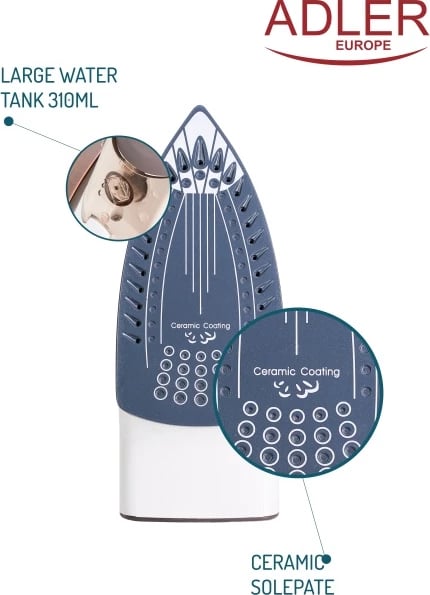 Hekur Adler AD 5030 3000 W taban qeramik depo uji 310 ml avull vertikal