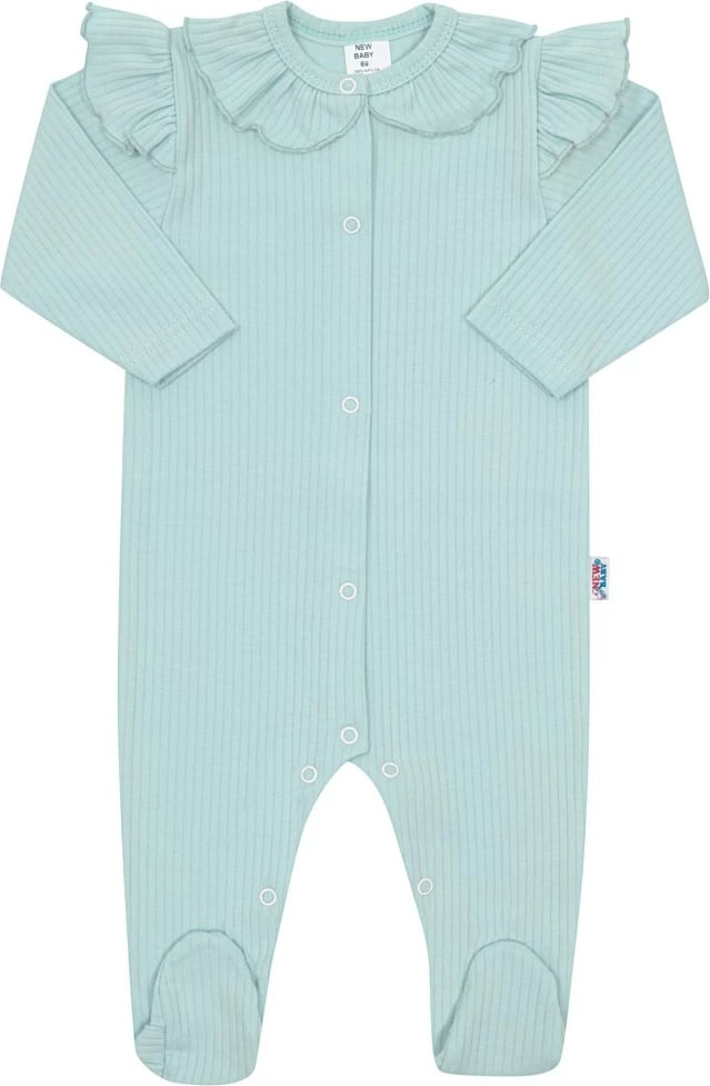 Kombinezon pambuku për bebe, NEW BABY, Stripes, madhësia 68 (4-6m), blu akulli